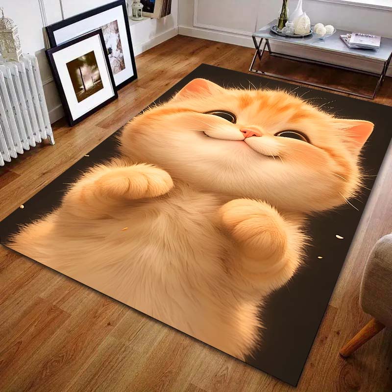 Multisize Happy Cat Pattern Carpet for Bedroom Living Room Bedside Sofa Floor Mat Modern Home Decor Area Rugged Luxury Gift