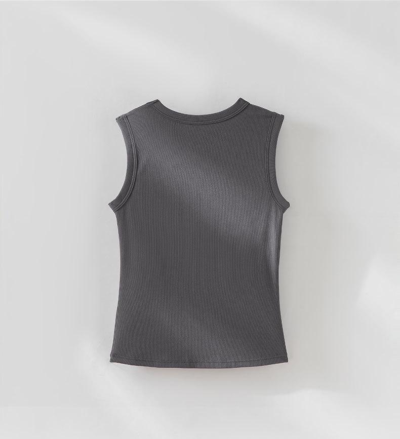 Spring/Summer Spaghetti Strap Tank Top with Built-in Bra - Slimming, Sleeveless Yoga Vest & Versatile Base Layer for Outdoor Wear