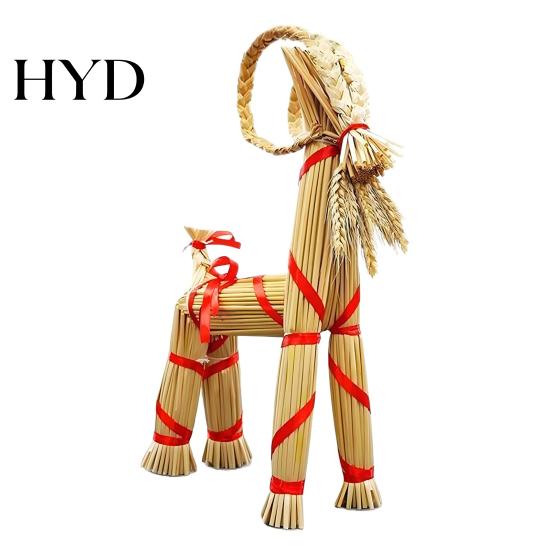 Natural Material Holiday Decor Christmas Straw Ornaments 16.1inch Tall Swedish Straw-Woven Goat Yule Decoration Eye-catching Figurine Tradition 1pc