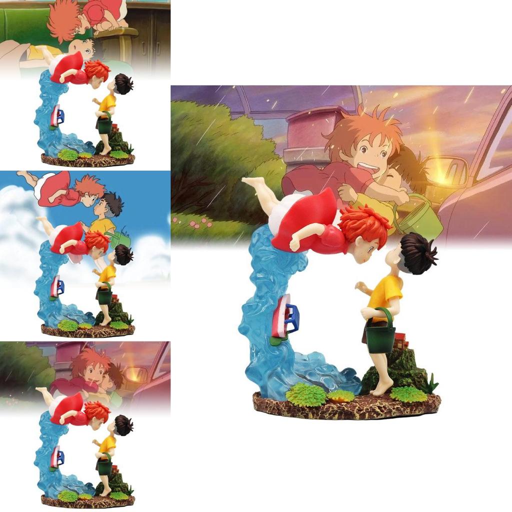 Enchanting Miyazaki Anime Ponyo And Sosuke Figurine Model With Captivating Details