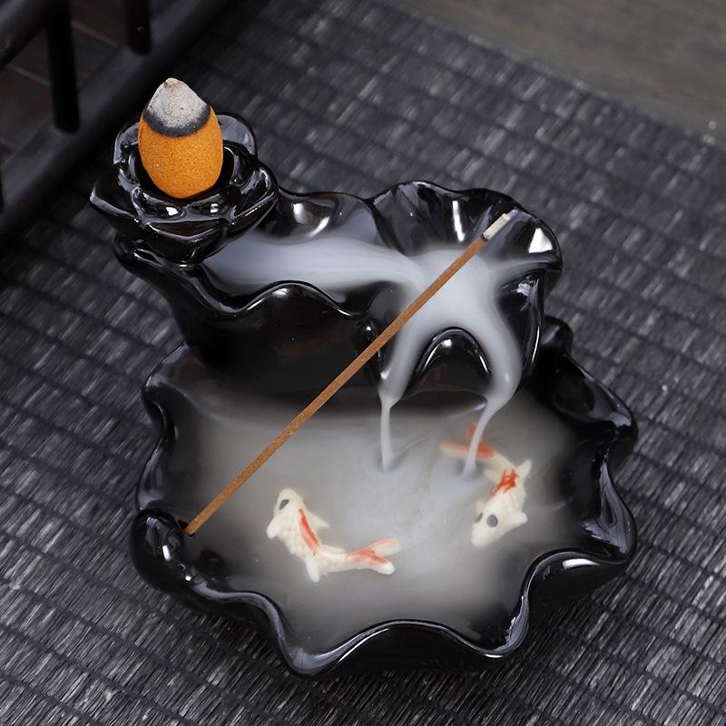 Creative Ceramic Buddha Hand Rockery Backflow Incense Burner for Home or Office