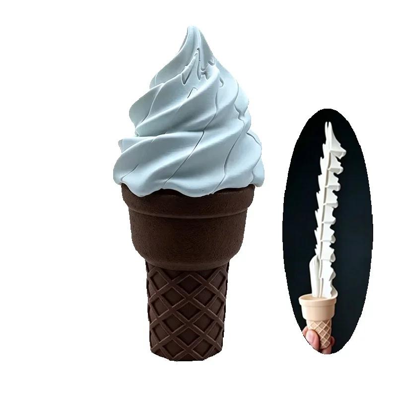 3D Printed Ice Cream Retractable Sword Simulated Dessert Telescopic Toy Creative Fidget Stress Relief Prank Props Novelty Gift