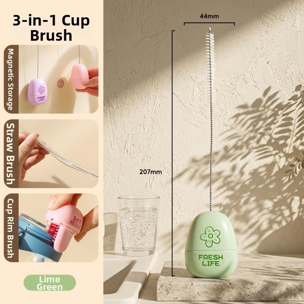 Magnetic Bottle Cleaning Brush 2in1 Cup Cleaning Tool New Straw Brush  Household Cleaning зелёный