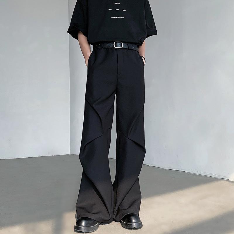 CleanFit Men's Western Pleated Micro-Flare Pants - High-End Wide-Leg Design