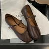 Fashion SUOJIALUN 2025 Autumn Women Flat Shoes Fashion Split Toe Slip On  Mary Jane Ballet Shoes Soft Flat Heel Outdoor Casual Single Sh