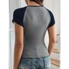 Y2K Five-pointed Star Color-blocked Short-sleeved T-shirt Summer