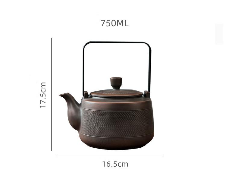 750ML Purple Pottery Teapot Tea Maker Single Pot Large Size Pure Manual  Ceramic Large-capacity Teapot Lifting Beam Pot
