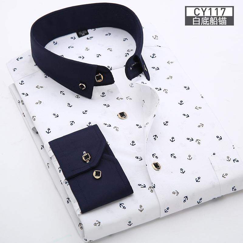 Męska koszula wizytowa Męska biznesowa casual w paski zapinana na guziki Koszule Markowa odzież Slim Fit Długi rękaw Camisa Masculina M-5XL NS5561