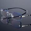 Men's Myopia Glasses Business Frameless Transparent Anti Blue Myopia Glasses Anti Fatigue Outdoor Glasses