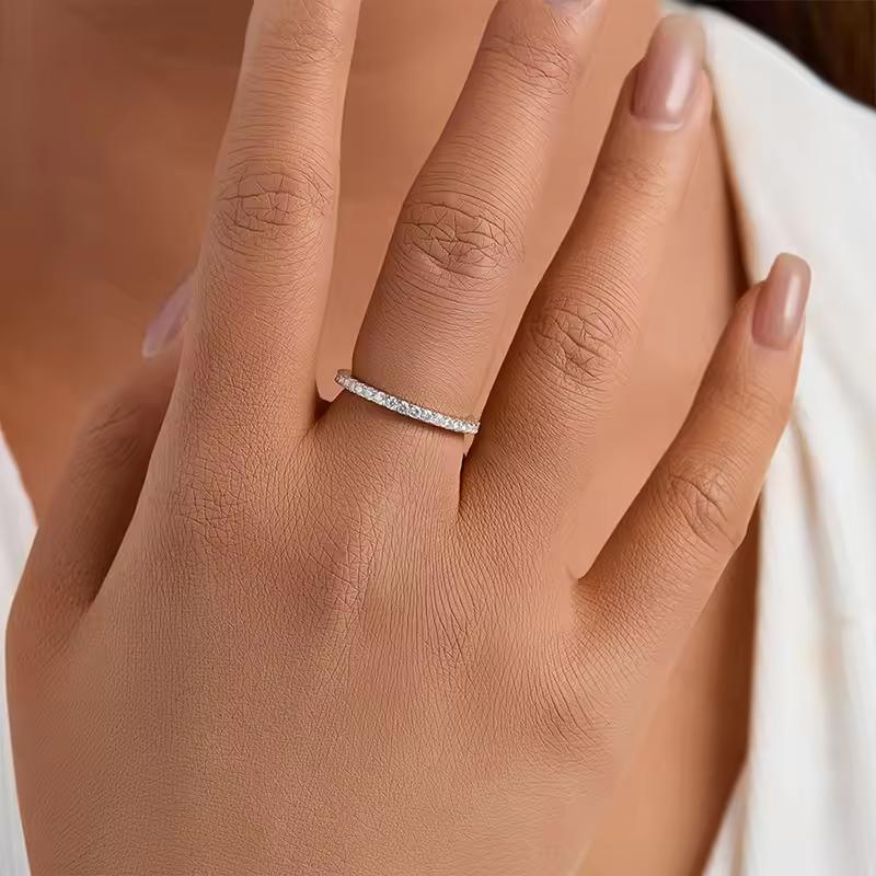 925 Sterlingsilberschmuck Strahlender Moissanit Ehering 925 Sterlingsilber Moissanit Eheringe für Damen Herren