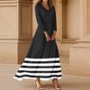 Women's Three-quarter Sleeves Fashionable Floral Stripe Print Loose Casual Comfortable Dress