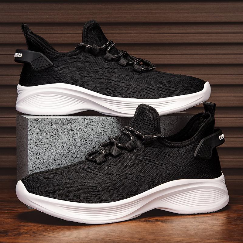 Flying Woven Men's Shoes Spring and Summer New Breathable Mesh Shoes Soft Sole Soft Surface Casual Sports Shoes Versatile Running Shoes Men