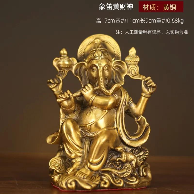 Bronze Yellow God Wealth Statue, Creative Buddha Ornament, Living Room, Bedroom, Study, Shop Opening, Copper Decor, 1Pc