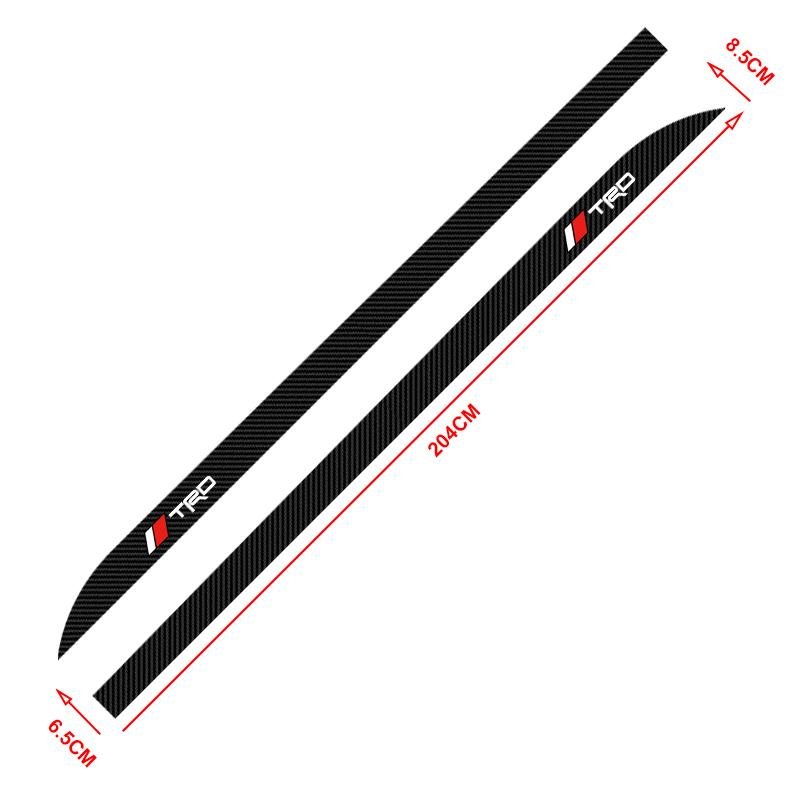 2 stk Karbon Bildør Sideskjørt Terskel Stripe Klistremerker Dekaler Styling for Toyota GR TRD Chr Corolla Yaris Rav4 E150 E120 Land Cruiser 200