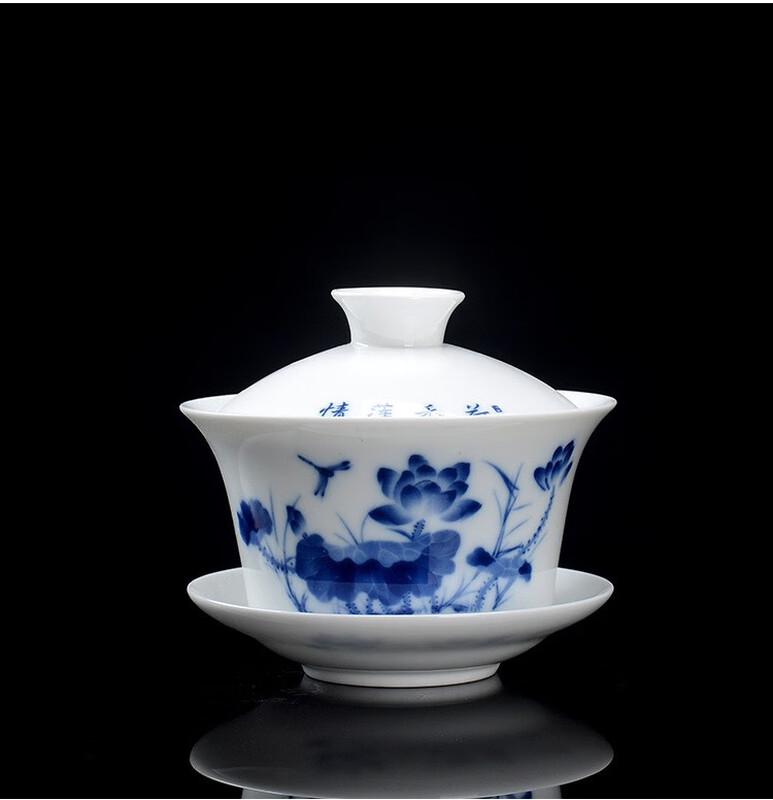 Jingdezhen Blue & White Ceramic Gaiwan Tea Bowl