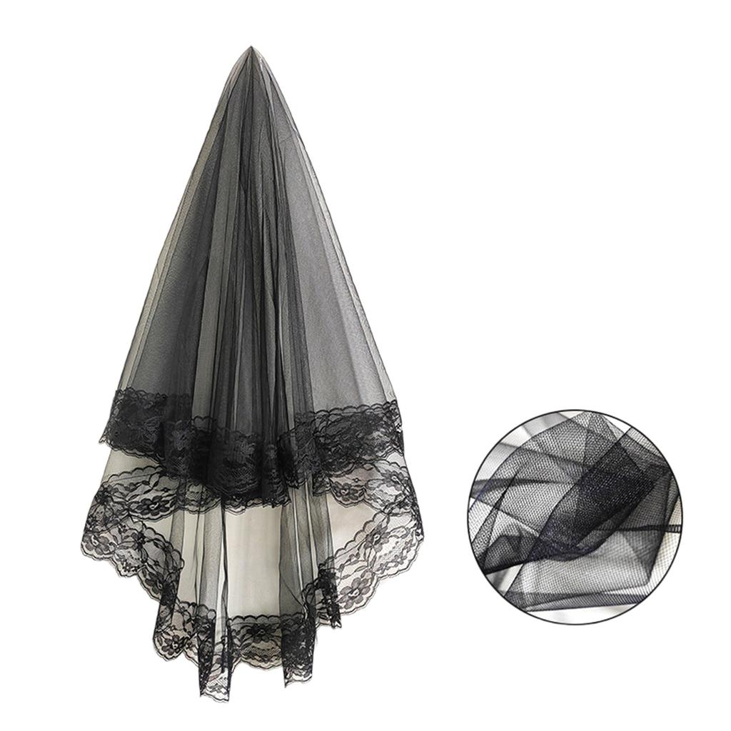 Bridal Veil Bachelorette Party Decorations Bride To Be Gift Bridal Shower Wedding Black Double /Single Layer Floral Lace