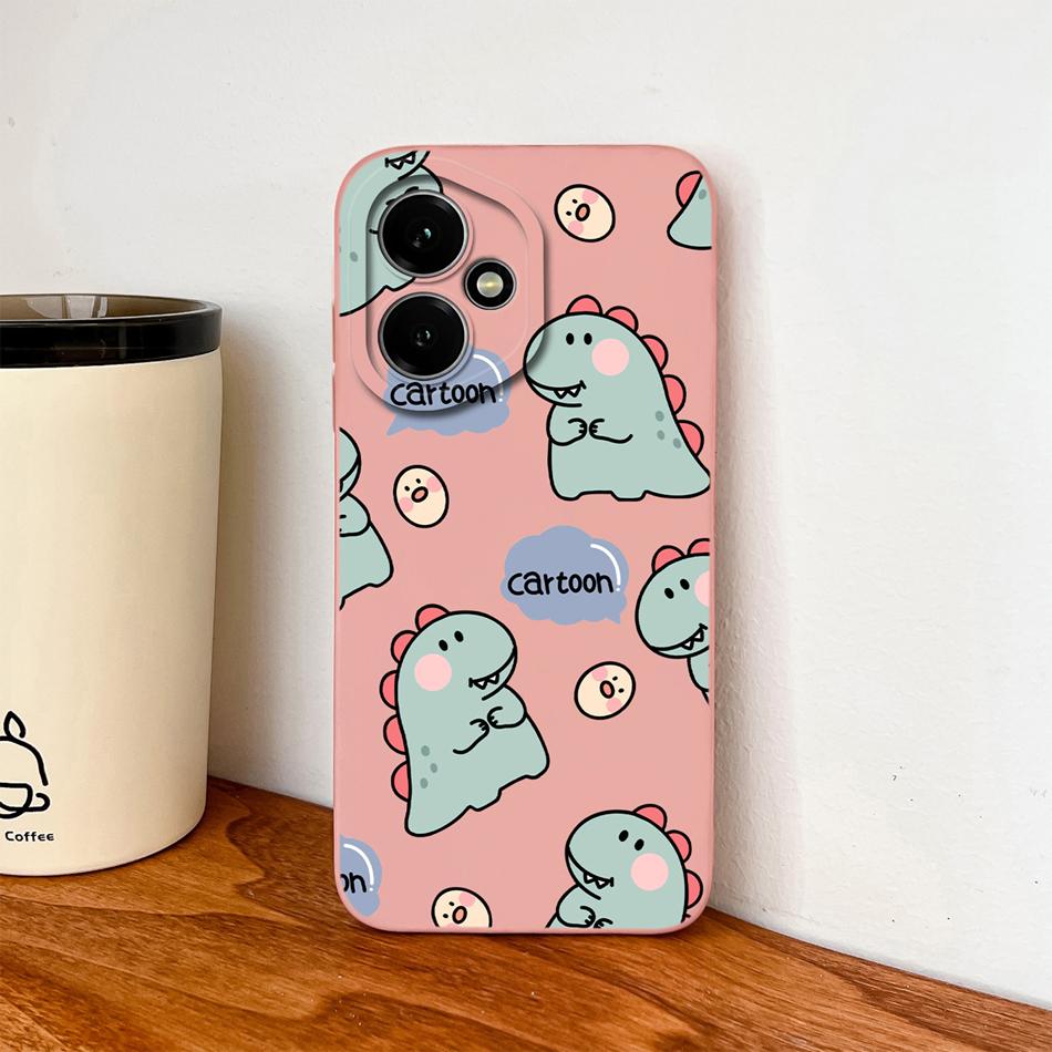 Case For Honor 400 Pro Global Cartoon Dinosaur Back Cover Liquid Silicone Full Protection Durable Shockproof Phone Protectors