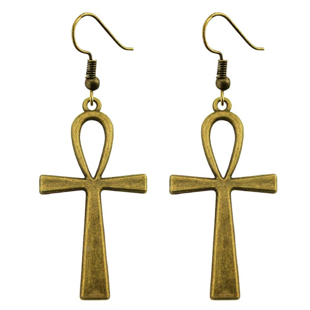 Vintage 2 Colors 52x28mm Ankh Cross Charms Drop Earrings Fashion Handmade Women Earring