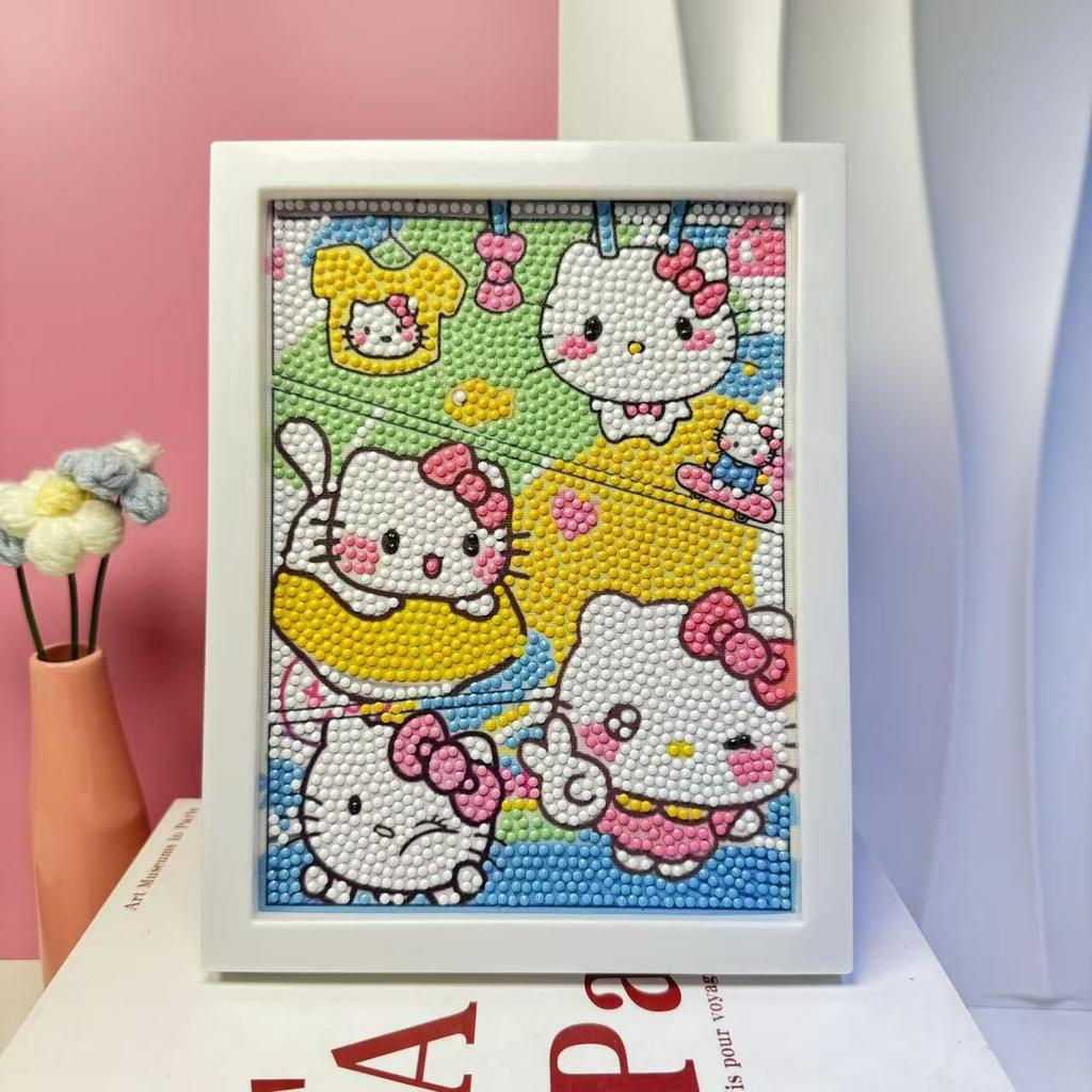 Children'S Diamond Painting Framed Handmade Diy Material Bag Sanrio Diamond Paste Painting Concentration Toy