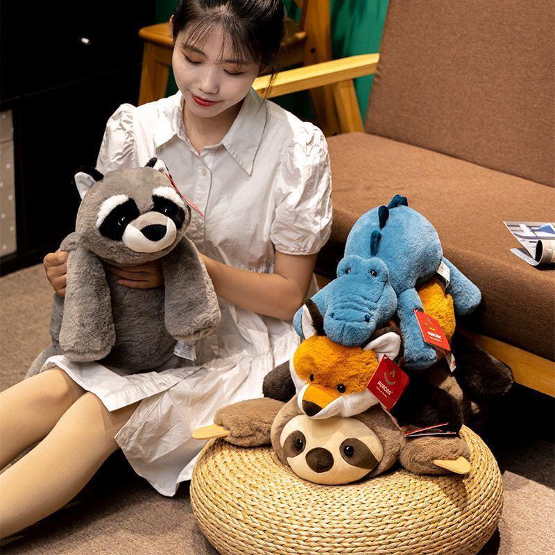 Soft And Cuddly Animal Plush Toy Pillow For Girls Raccoon, Fox, Sloth, Crocodile