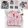Simple Color Blocked Letter Heart Pattern Women Casual Warm Knitted Hat For Street Style Warmth