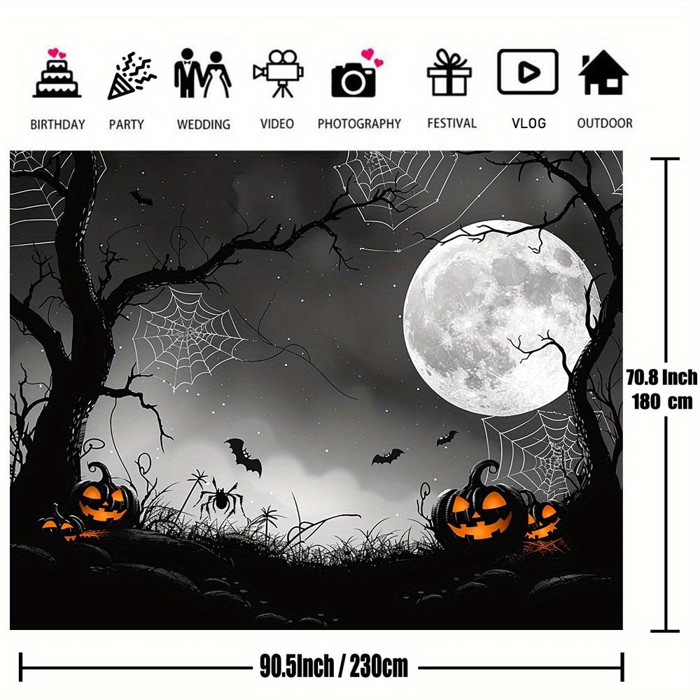 1Pcs Halloween Pumpkin Full Moon Spooky Theme Decoration Background Halloween Backdrop Decorations For Photo Studio Booth Party