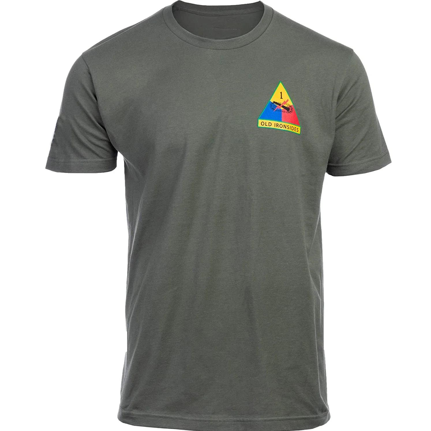

US Army Armor Military 1st Armored Division Old Ironsides TShirt 100 Cotton ONeck Short Sleeve Summer Casual Mens Tshirt 4XL