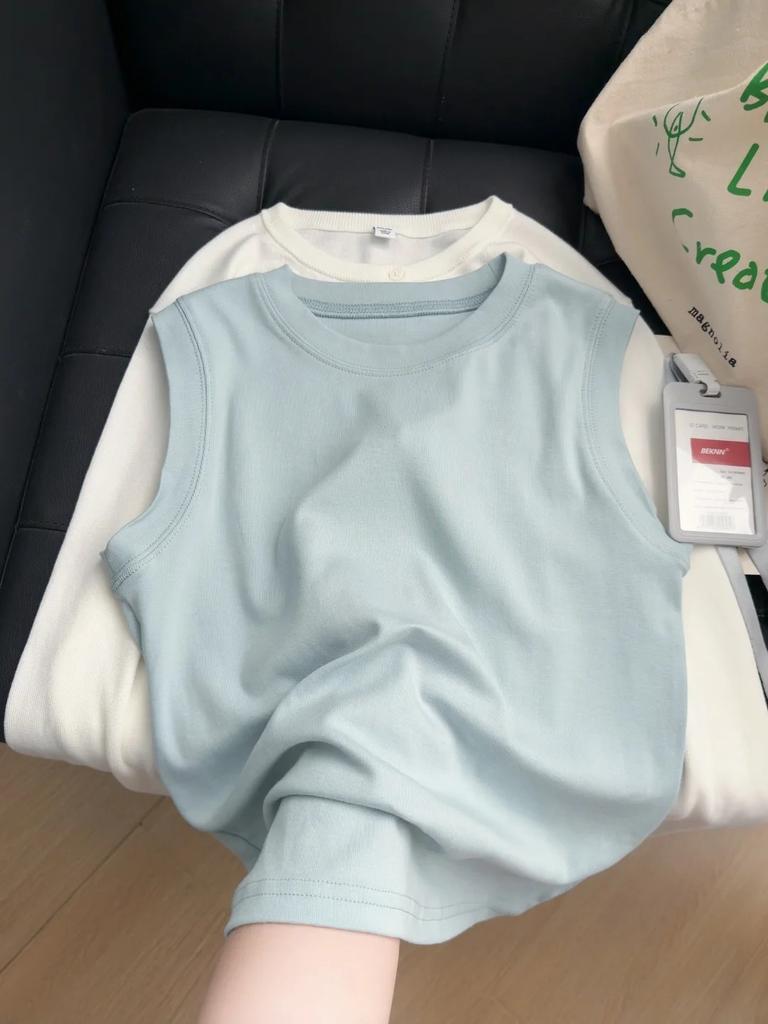 Cover the breasts, wide shoulder straps, I-shaped vest for women's summer cotton comfort, bottom top, vest, basic suspender.