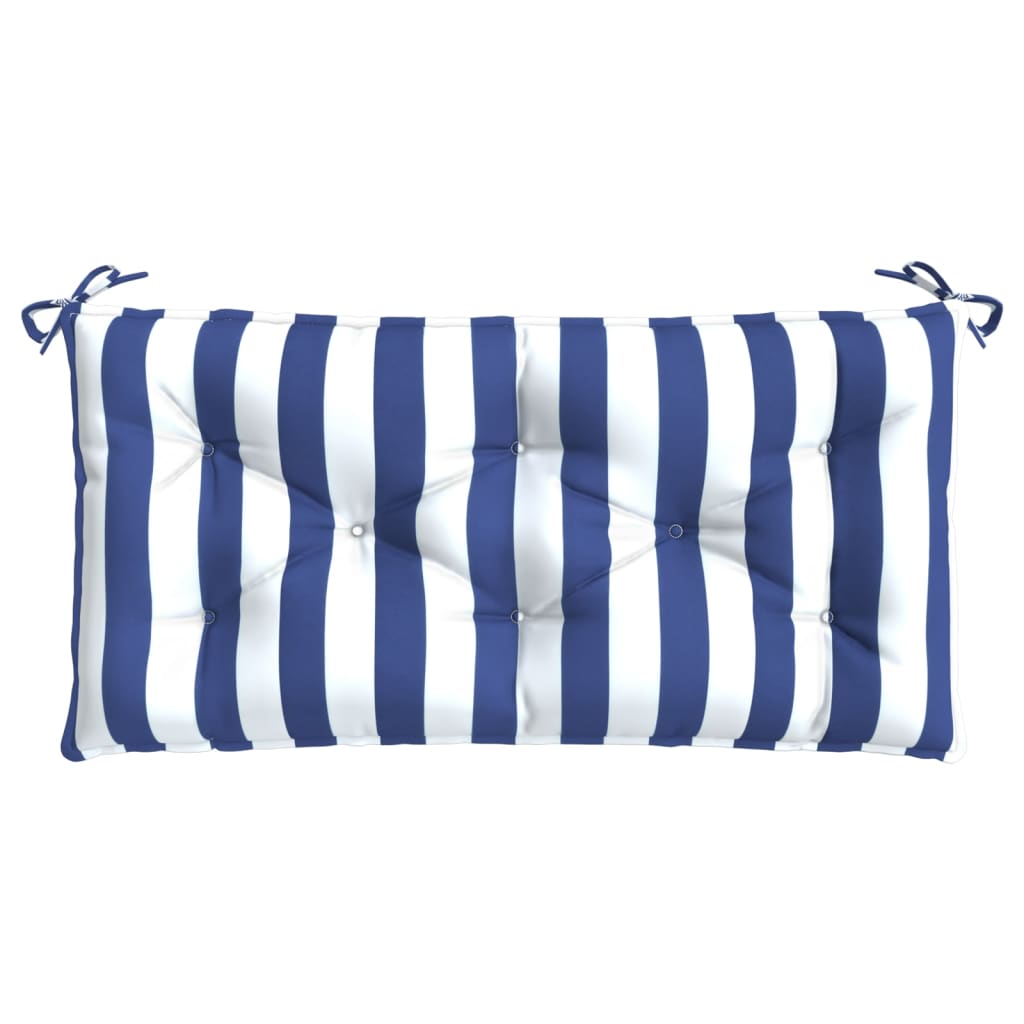 Garden Bench Cushion Blue&White Striped 110x50x7 Cm Fabric