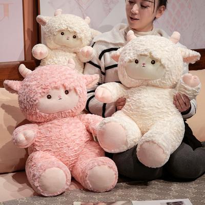 Big Size Sheep Plush Toy Very Soft Cuddly Plushies Pink White Sheep Doll Stuffed Animal Gifts Girl Kids