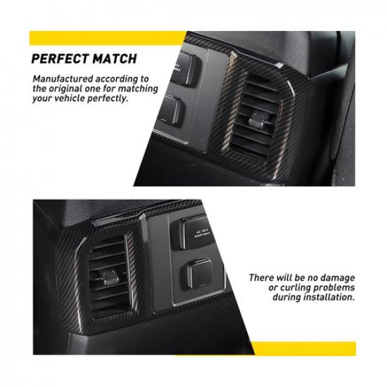 Real Carbon Fiber Rear Armrest Air Vent Outlet Cover Trim For Ford F150 15-20 EV