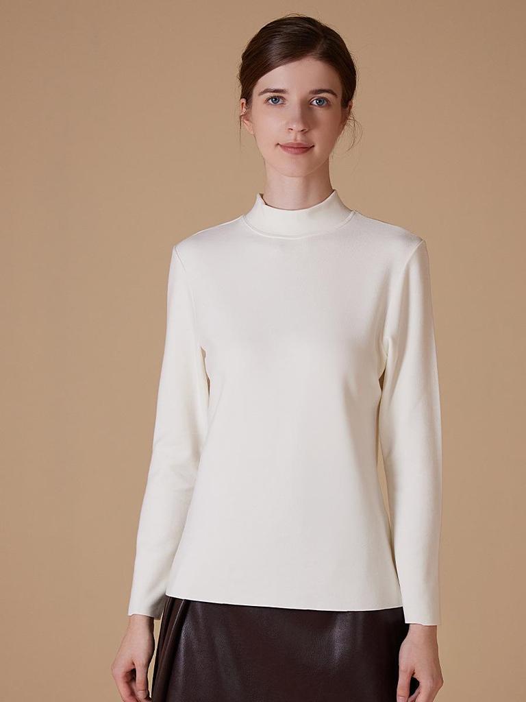 Velvet Women's Half-High Neck Self-Heating Brushed Slim Long-Sleeve Winter Top