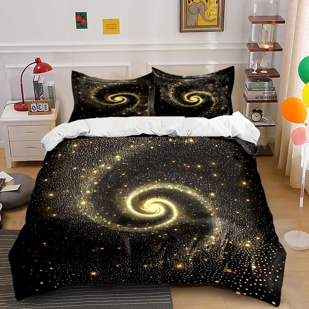 Galaxy Swirl Three-Piece Set Decor Multiple Sizes Kid'S And Adults' Bedroom Exquisite 3Pc Bedding Set, Gift