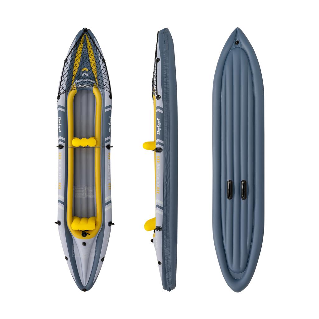 Aufblasbares Zweisitzer-Kajak aufblasbar Rebel 350cm Paddel Pumpe Tasche Schlauchboot