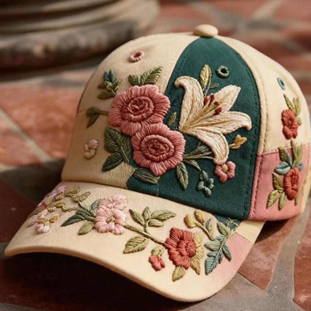Yiran bag Elegante En Elegante Dames Baseball Creatief Cadeau Polyester Unisex Hoed Vintage Ademende Bloemenpet Retro Geborduurde Hoed