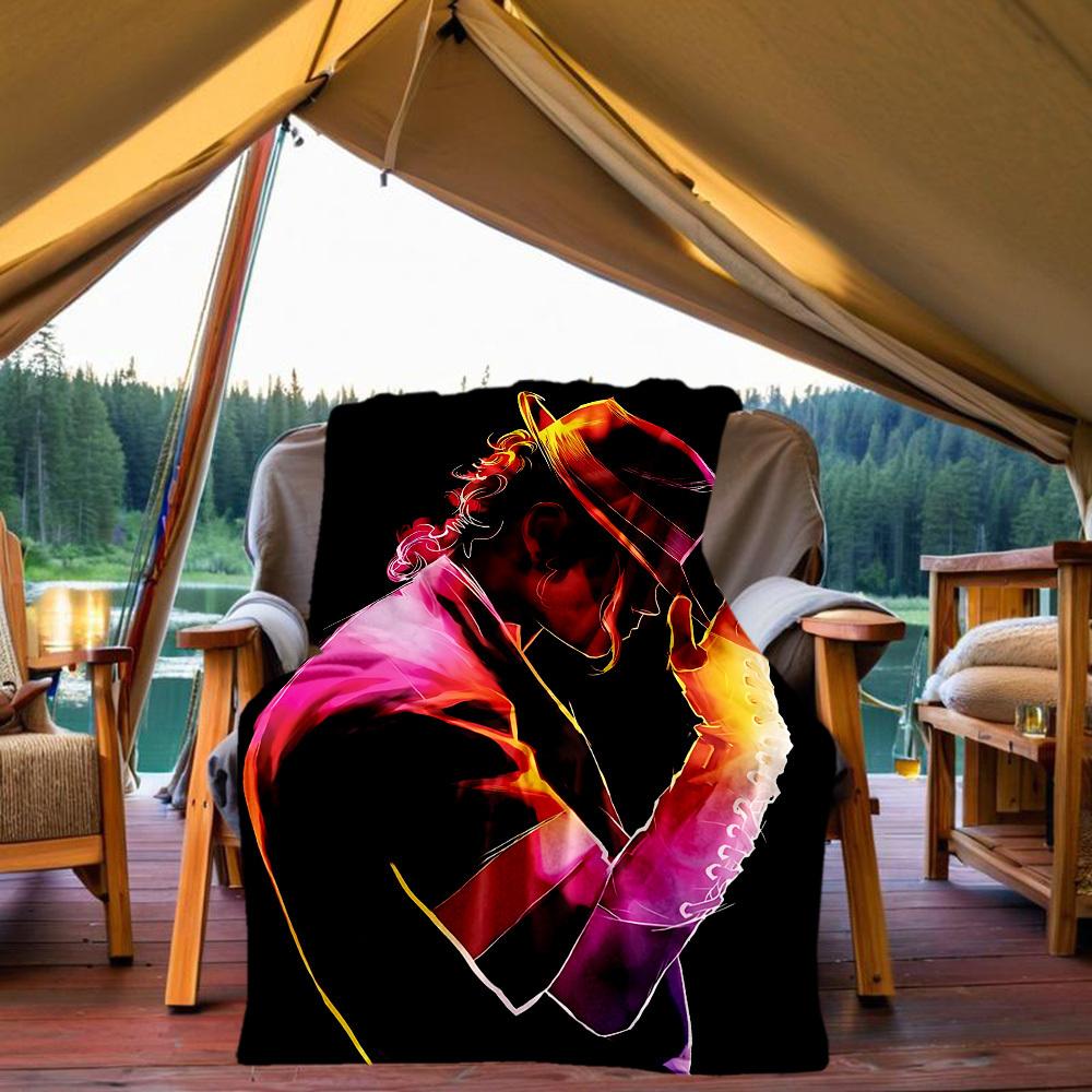 1pc Dance Legend Michael Jackson Outdoor Blanket Lightweight Flannel, Soft & Warm, All-Season Use for Sofa, Outdoor, Camping, Living Room021