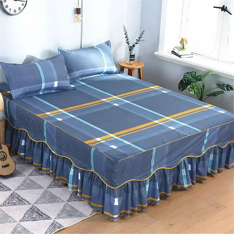 3PCS Bett Rock Baumwolle Bettdecke Set Stickerei Bett Kleid Kissenbezüge 3 Teile/satz Für König/Königin Doppel 1,5/1,8/2M Blatt Abdeckung