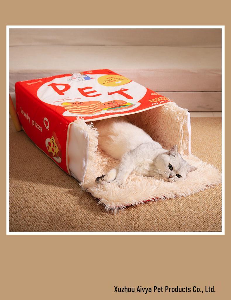 Four Seasons Universal Pet Bed: Removable, Washable, Rectangular, Enclosed Design for Cats & Dogs.