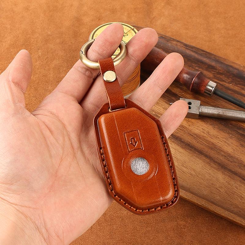 BMW Motorcycle Key Case for R1250GS ADV, C400GT, and 750GT - Cowhide Leather Key Bag with Buckle