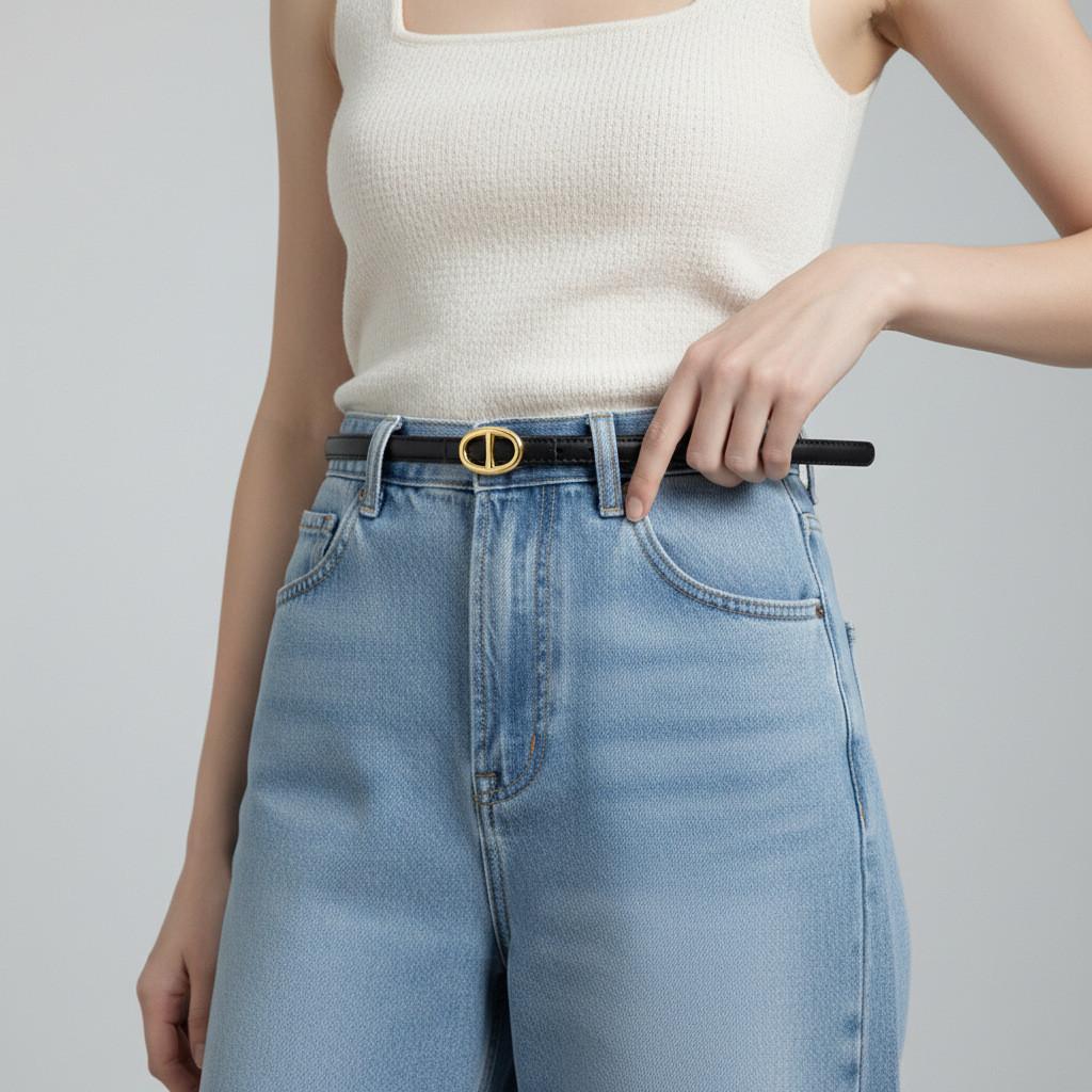 Classic Leather Belt For Women With Pin Buckle Casual Office Accessory For Spring