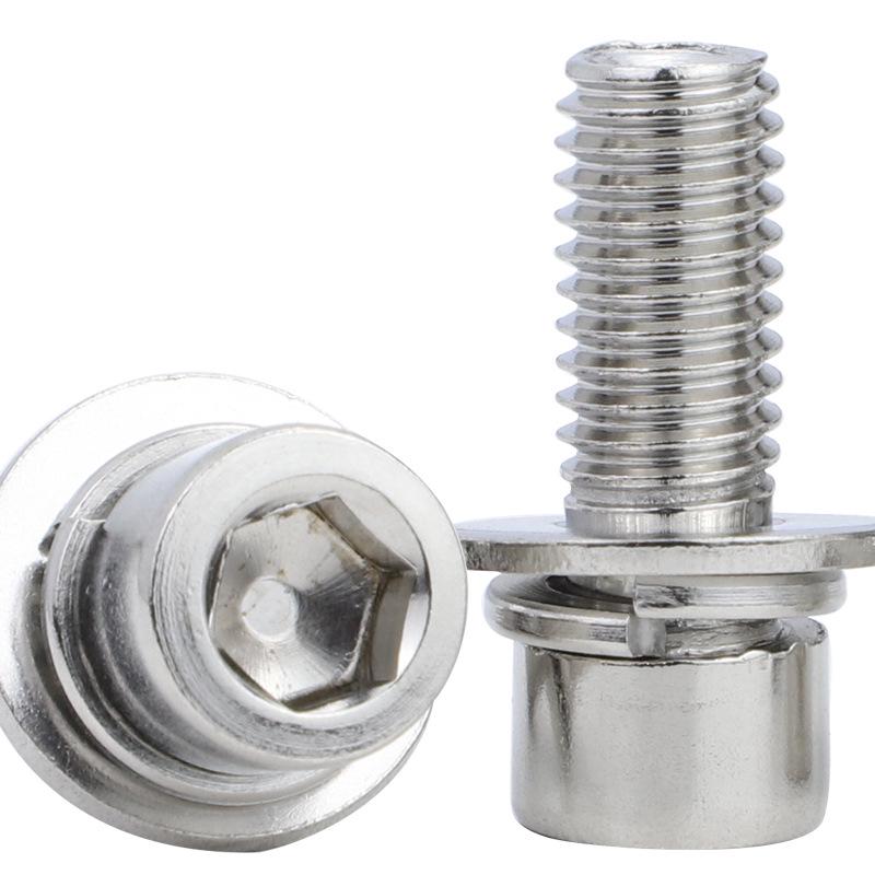 Galvanized Hex Socket Combo Screw with Flat Spring Washer, Cup Bolt Head M4/M5/M6/M8