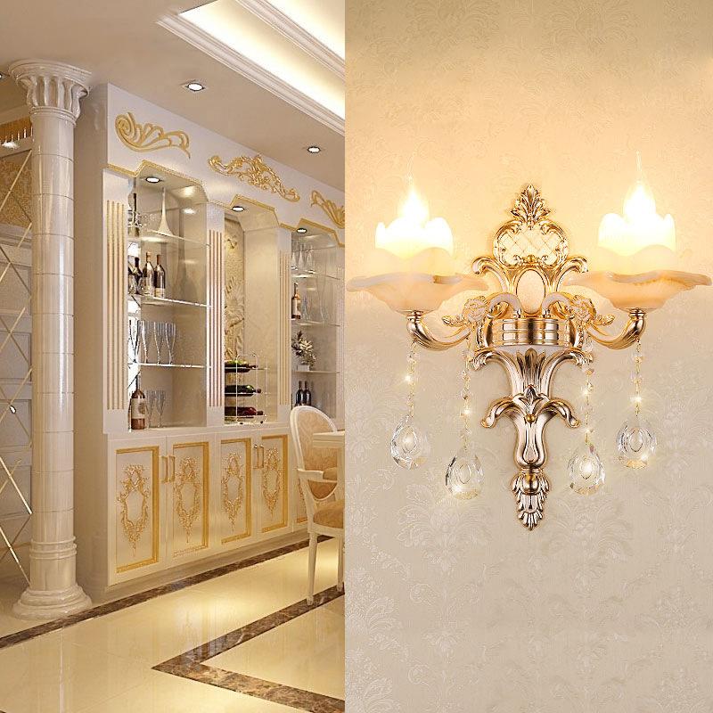modern wall lamp jade shade living room crystal wall lamps Led Arandela Hotel room art deco Man-made marble Wall Light fixtures
