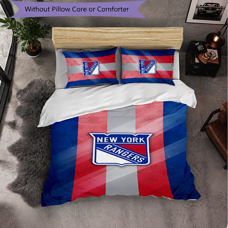 New York Rangers Pattern Microfiber 3Pcs Bedding Set Decor Duvet Cover Set For Bedroom Home Use