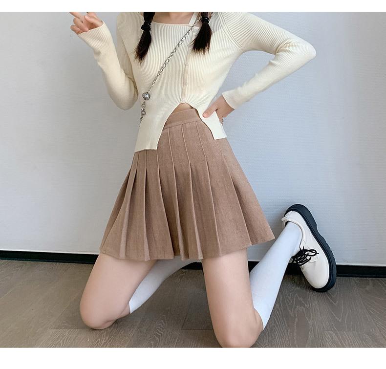 New 2024 Women's High Waist Black Pleated A-line Skirt - Short, Slimming, Summer to Autumn Style