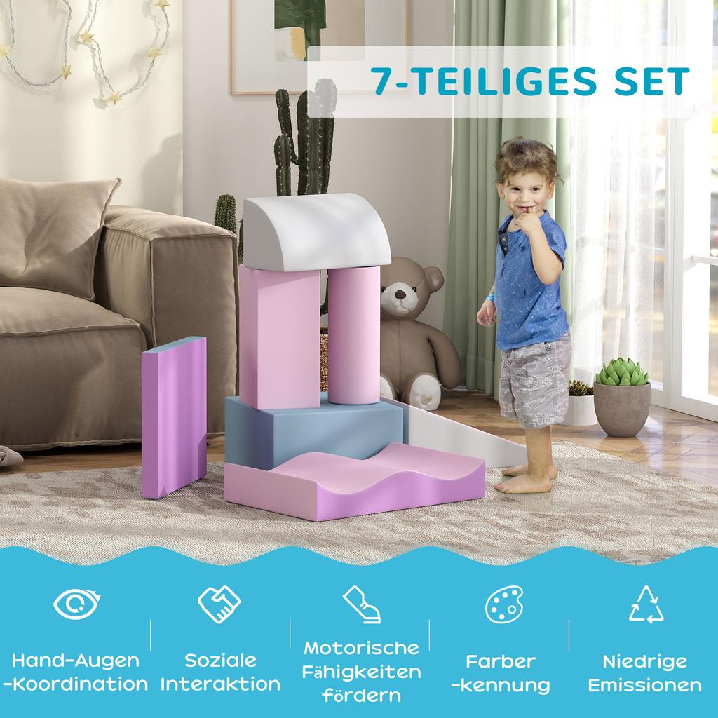 Foam Building Blocks for Children, Promotes Creativity, Faux Leather, 40x40x20 cm, Multicolor, 1-3 Years