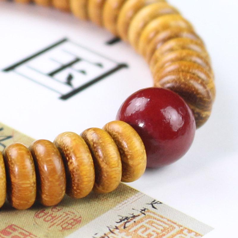 Yellow Sandalwood & Bodhi Root Bead Bracelet for Couples - 3*8MM Spacer Tablets