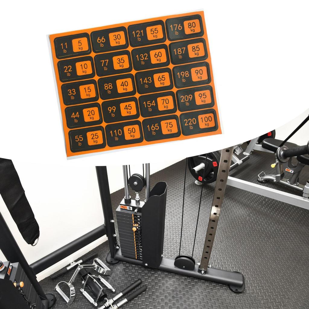 Etiqueta adhesiva de peso para equipo de gimnasio, resistente al agua, extraíble, para la gestión de la identificación del peso del equipo.