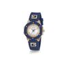Guess Watches Women's 38mm Analog Stainless Steel Watch with Blue Silicone Strap, Officially Imported