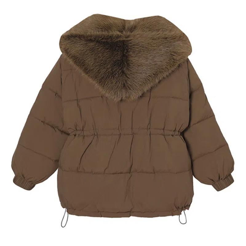 Detachable Large Fur Collar Down Quilted Jacket Women's New Winter Quilted Coat Thickens Waist Fur Pie Overcome