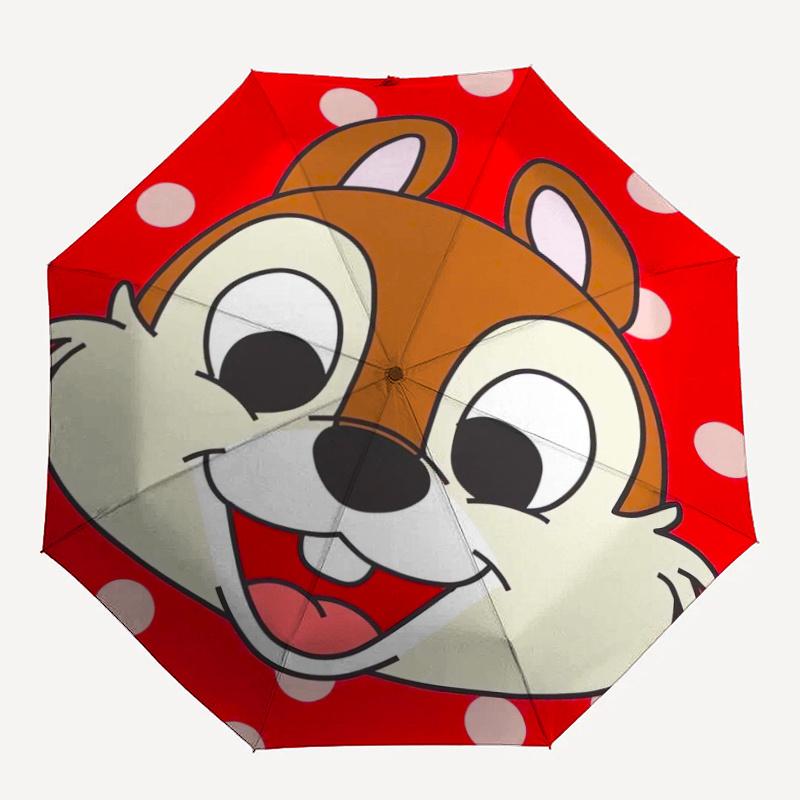 Chip 'n Dale Theme Cartoon Umbrella, Portable 3-Fold Compact Umbrella, Suitable for Camping, Hiking and Travel, Ideal Easter Birthday Gift F